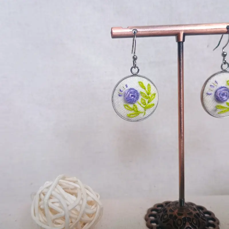 Aros Flora Morado y Hojas Plateadas - Imagen 2