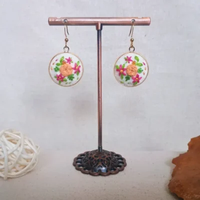 Aros Bouquet Naranjo y Rosa Dorado