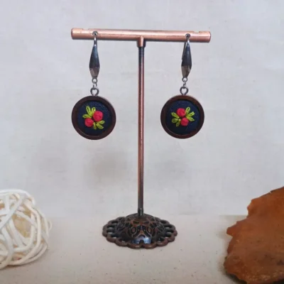 Aros Small Flora Rojo en Madera