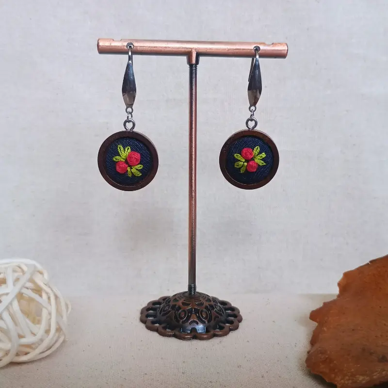 Aros Small Flora Rojo en Madera