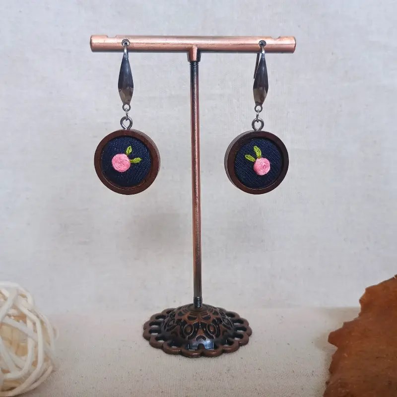 Aros Small Flora Rosa en Madera